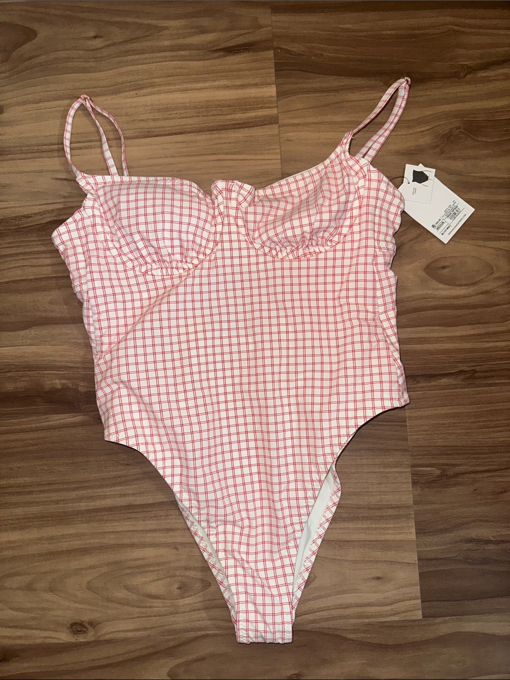 Shade & Shore Pink Gingham Kids One-Piece Swimsuit